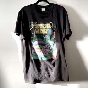 1/1 Mandalorian w Grogu Graphic T-shirt Large slight Oversized box fit Star Wars